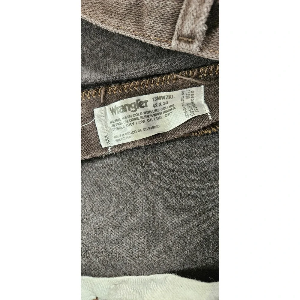 Wrangler 13MWZKL Cowboy Cut Jeans Mens‎ 42x30 Faded Black Brown Straight Leg